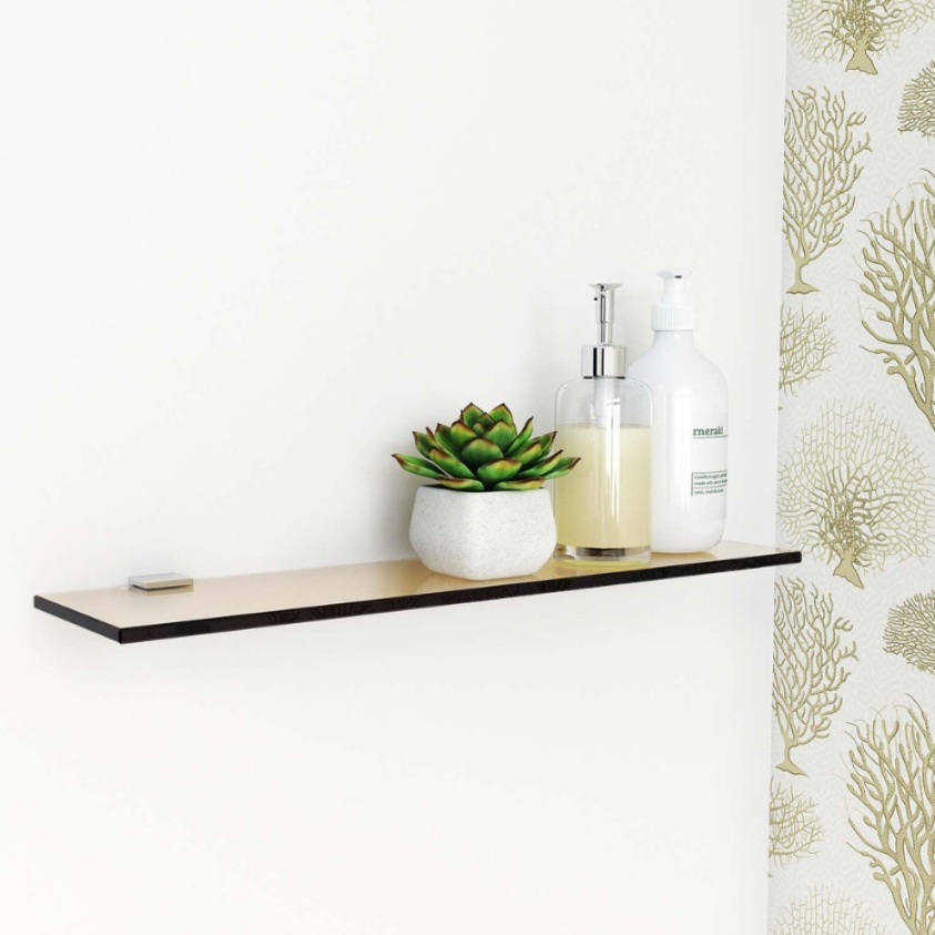 Product Lifestyle image of the Origins Living Pier Bronze Glass Shelf